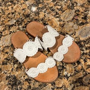 Jack Rogers Lauren White and Tan Leather Sandals